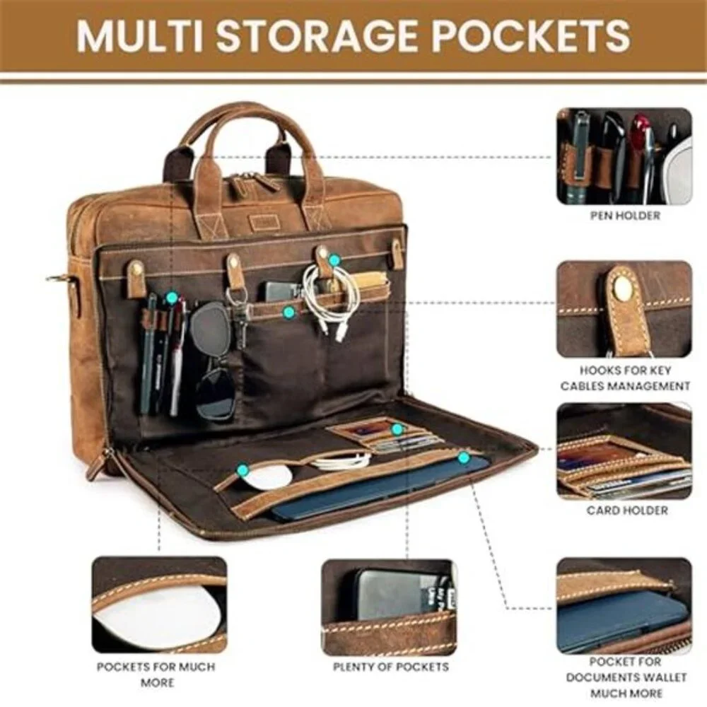 Men's Genuine Leather Messenger Handcrafted Vintage Laptop Briefcase